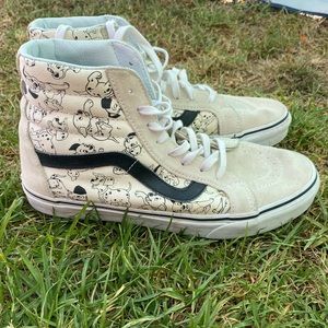 Vans Cream and Black High-Top Sneakers